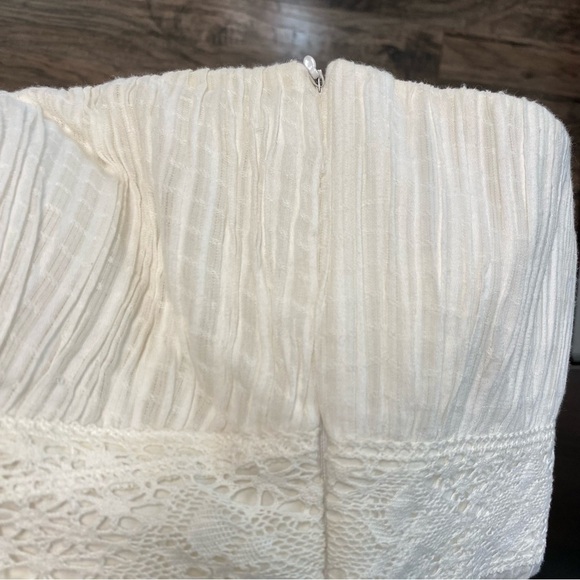 White Euro Summer Lace Trim Flare Dress Size 10 midi  Bodice Vacation Summer NWT - Picture 4 of 14